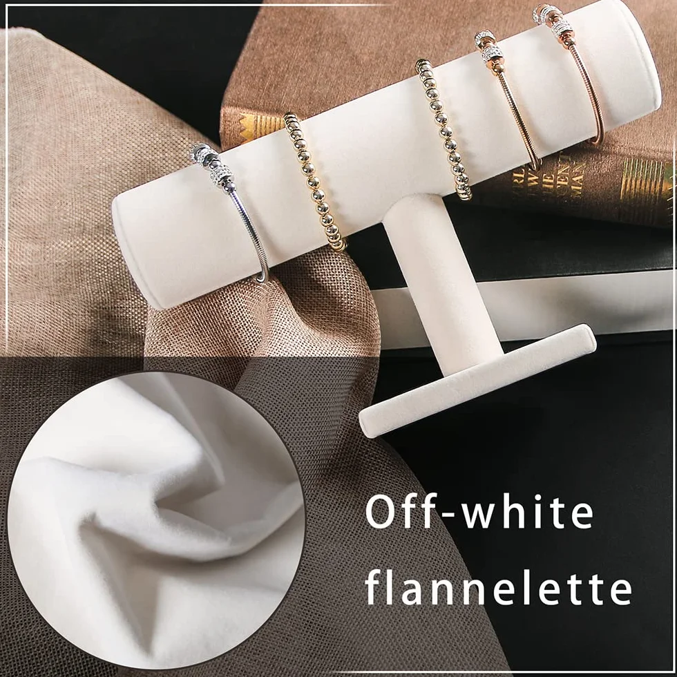 Pangkeep Supporto del braccialetto, Porta Bracciale, Espositore dell'Organizzatore del Braccialetto, Espositore per Gioielli a T in Velluto Beige per la Vendita