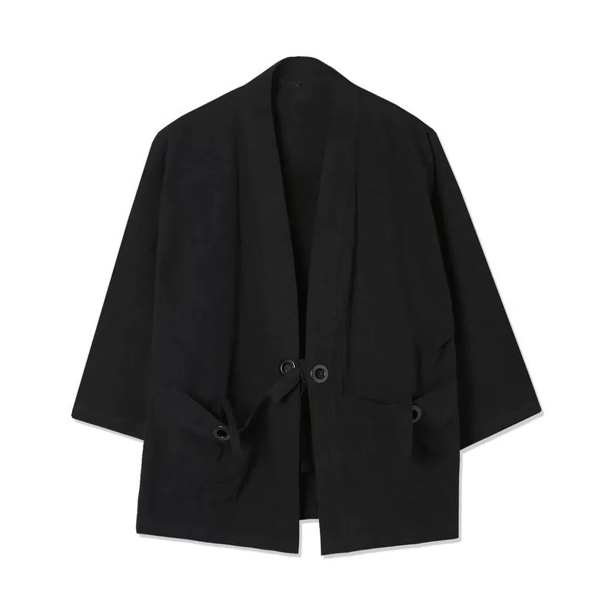 Generico Kimono cardigan giacca da uomo stile giapponese gru volante sette maniche cappotto aperto davanti
