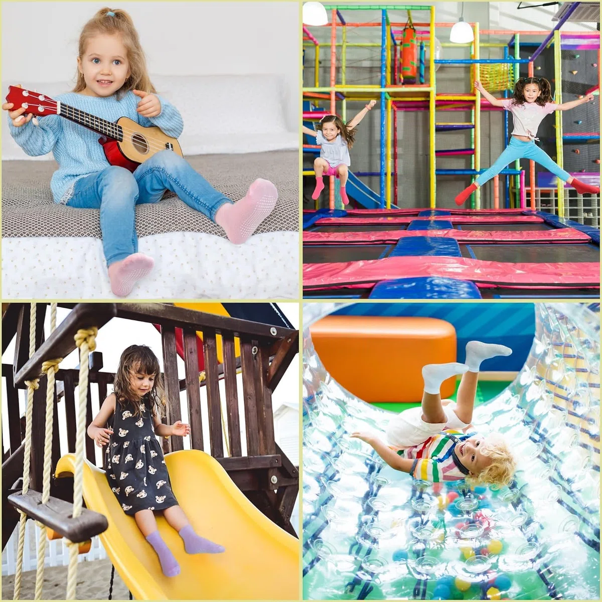 Calzini antiscivolo per bambini, 12 paia di calzini per bambini, antiscivolo, in misto cotone, per bambini da 1 a 10 anni