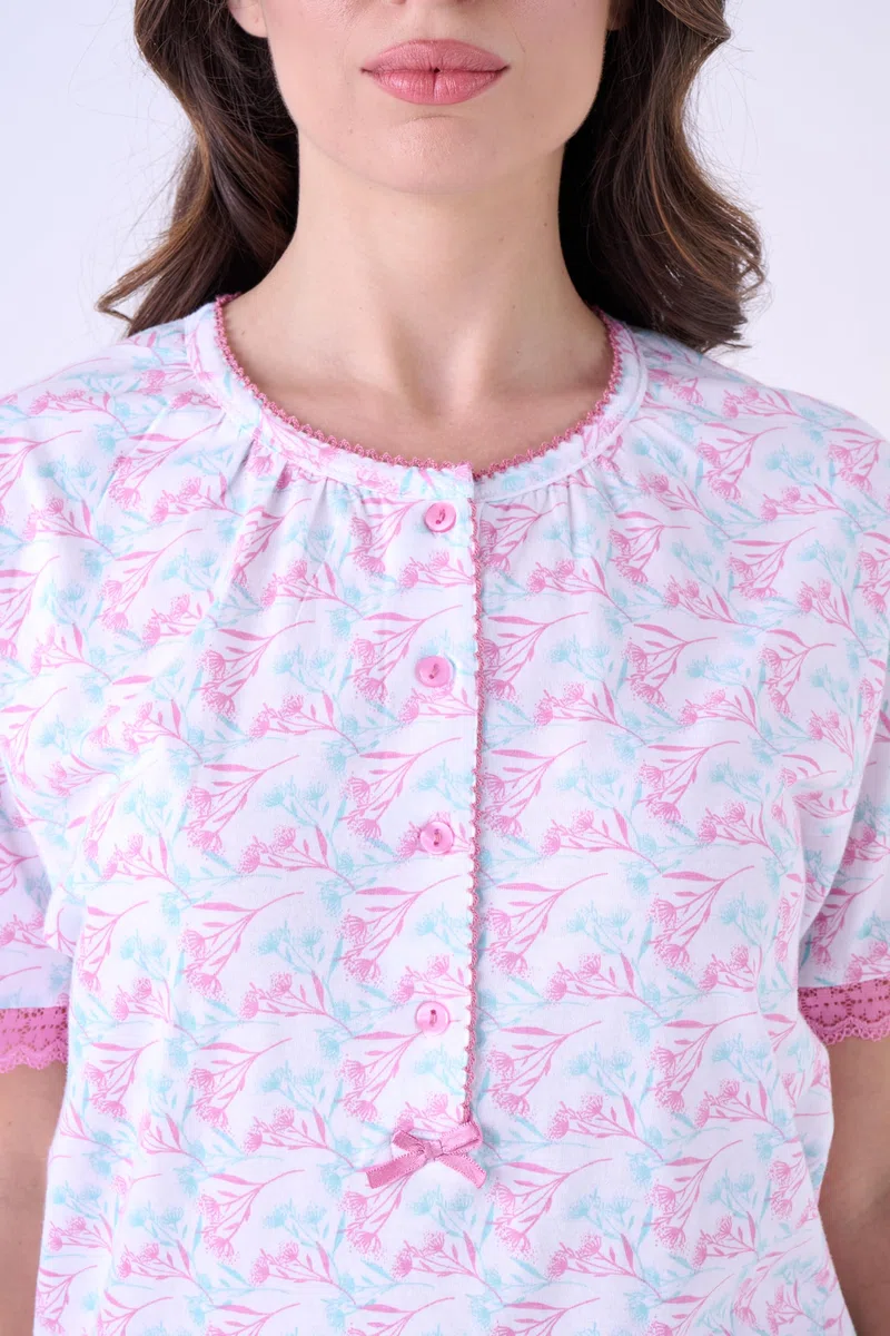 Pigiama Donna Cotone Corto Leggero Estivo - Pigiama Due Pezzi – Mezza Manica e Pantaloncini o Pescatore in 100% Fresco Cotone –