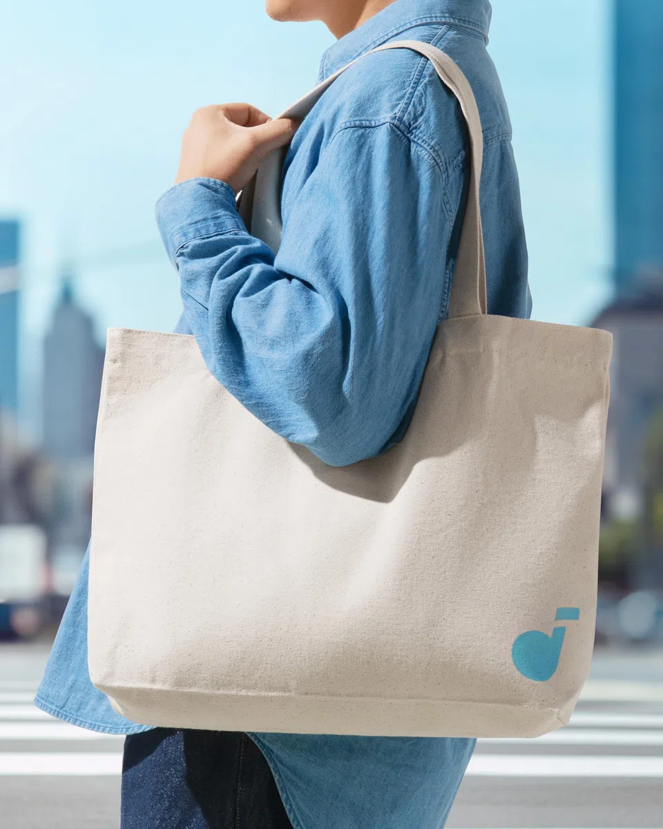 Soundcore Borsa tote, manico lungo con tasca esterna, cotone naturale, realizzata per viaggi, shopping e lavoro