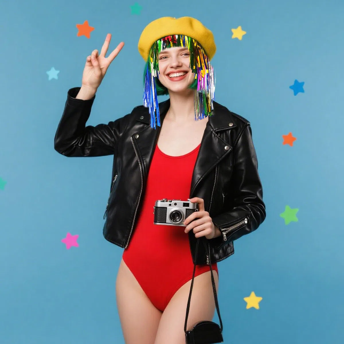 7 pezzi Tinsel Wig, parrucca da discoteca glitterata, parrucca metallica lucida da donna, colorata ghirlanda parrucca, colore parrucche, travestimento per adulti, per Natale, Halloween