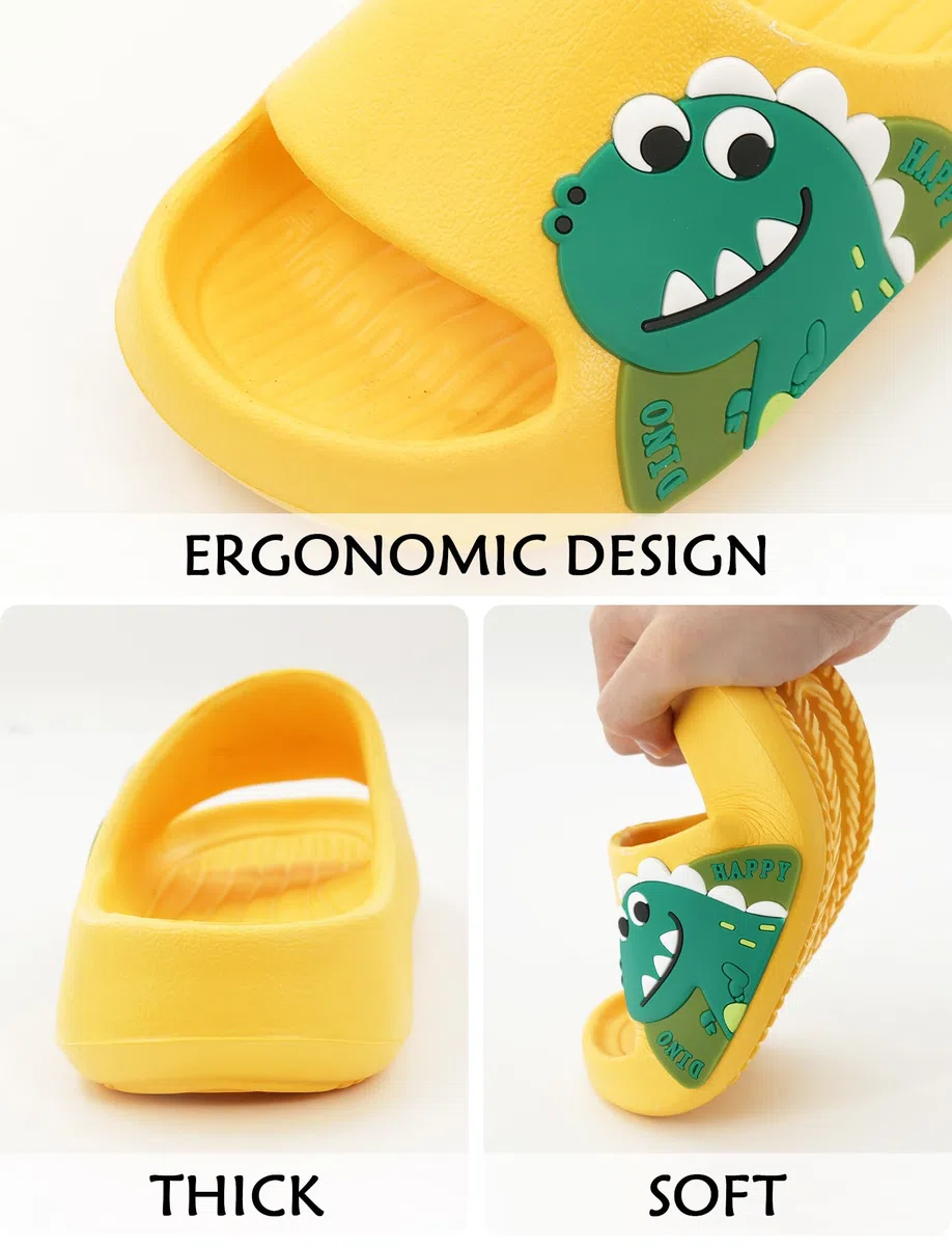 Maeau Pantofole da bagno per bambini e bambine, antiscivolo, estive, a forma di dinosauro, con orso, per bagno, spiaggia, piscina, morbide e piatte