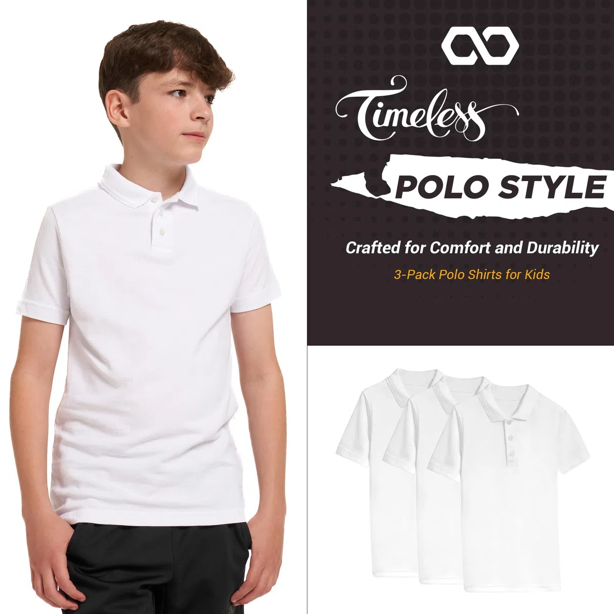 NOROZE Confezione da 3 Polo Scolastiche per Ragazzi e Ragazze, 5-13 Anni, Maglietta per Bambini - Uniforme Scolastica a Maniche Corte, Abbigliamento Sportivo, Canottiera Unisex (Bianco, Azzurro)