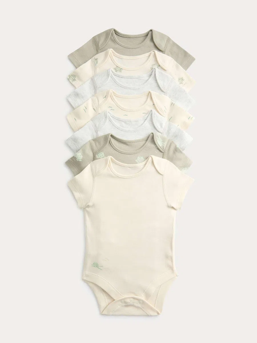 Marks & Spencer Bambino Fantasia Body 7-Pack con Frog Stampa – Unisex per Bambini e Ragazze – 100% Puro Cotone