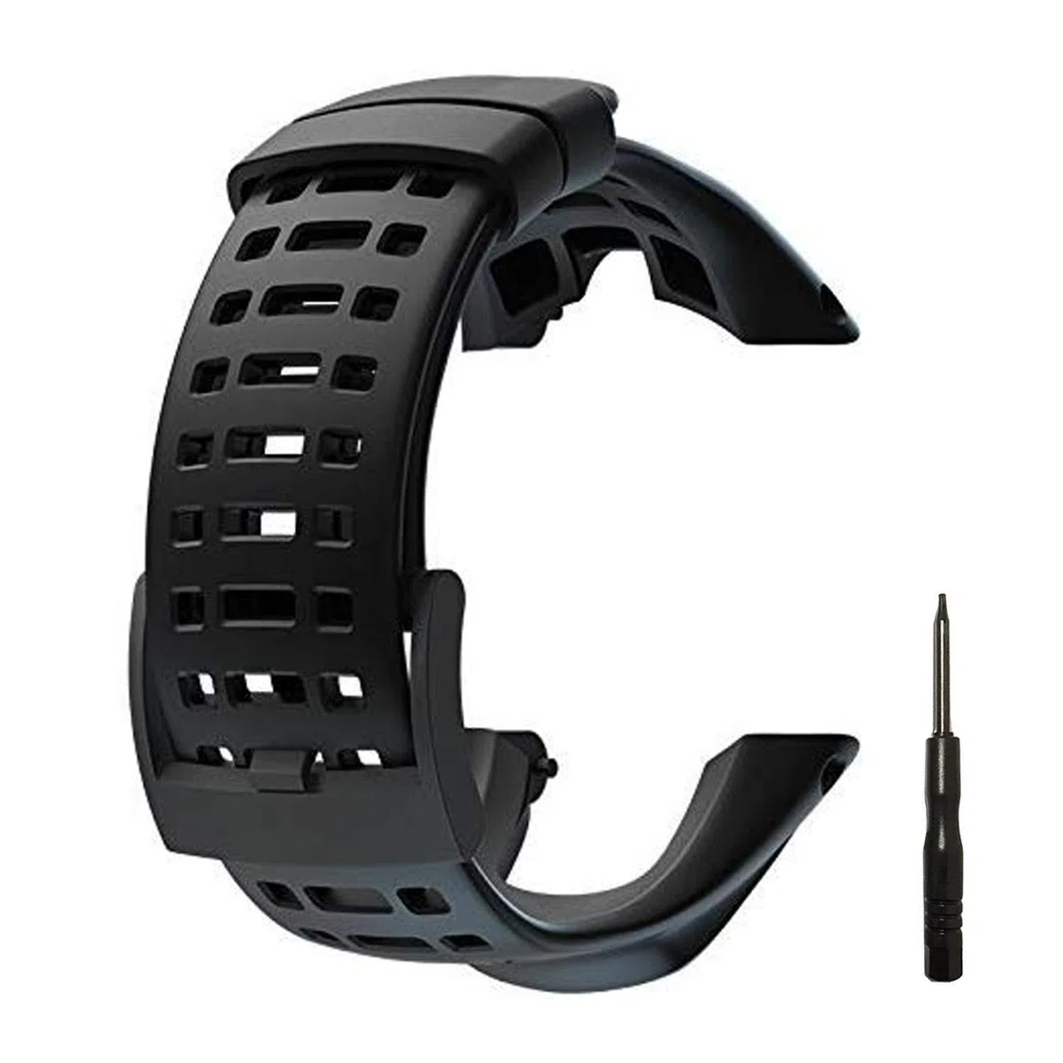 dell'orologio in gomma, cinturino di ricambio nero morbido per Suunto Ambit 1/2 / 2S / 2R / 3 Sport / 3 Run / 3 PEAK - Cinturino per orologio premium impermeabile 24mm - Cacciavite incluso