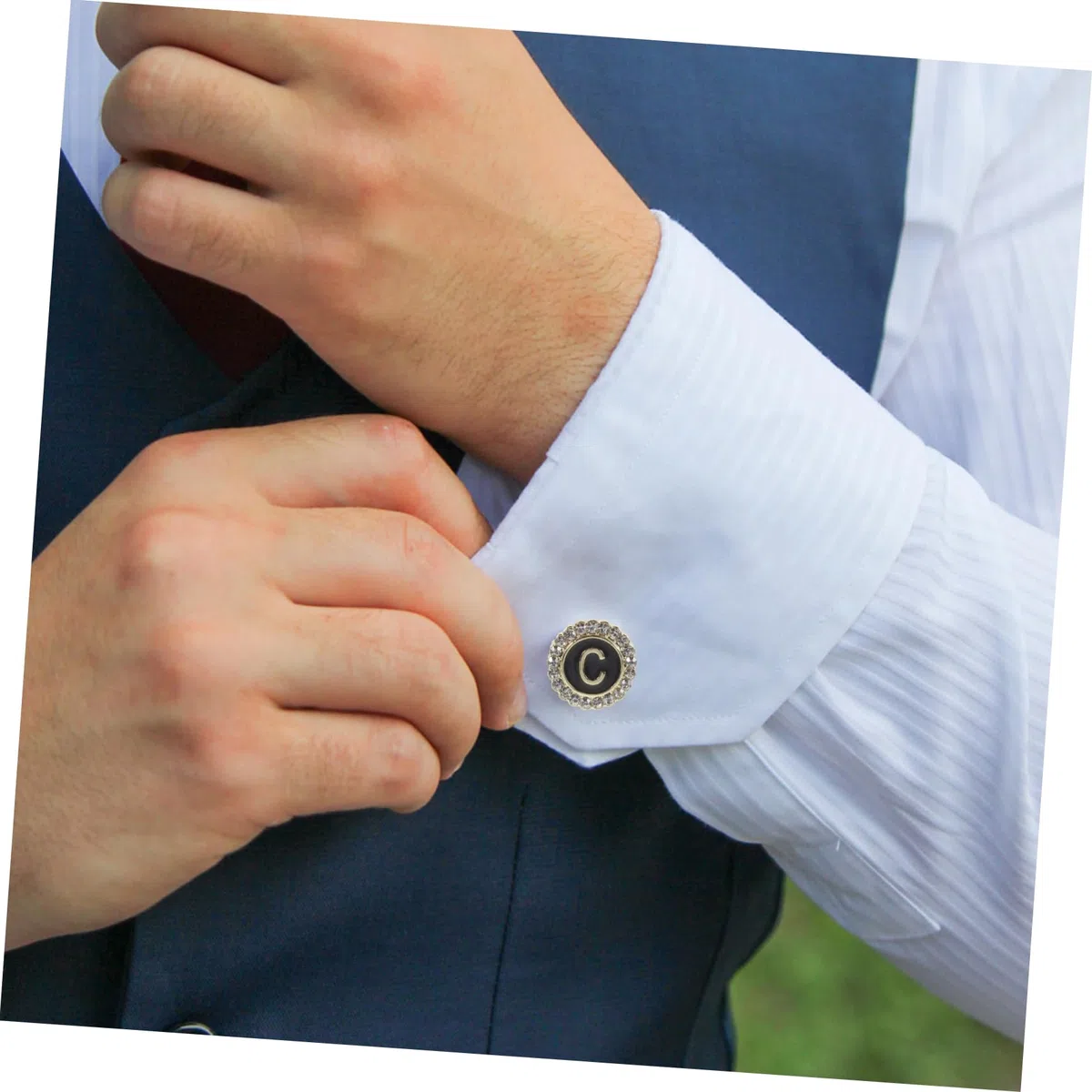 Holibanna Gemello Da Uomo Per Camicia Con Lettera Cintura Copri Bottoni Per Camicie Da Uomo Polsino Pulsante Titolare Della Carta Polsini Sposi Versare Pre Lega D'epoca