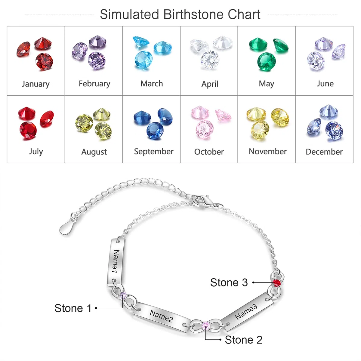 Lam Hub Fong Bracciale Infinito in Argento Personalizzato da Donna con Incisione 1-6 Nomi Braccialetti Madre Figlia Regolabili Regalo per la Festa Della Mamma Compleanno Natale