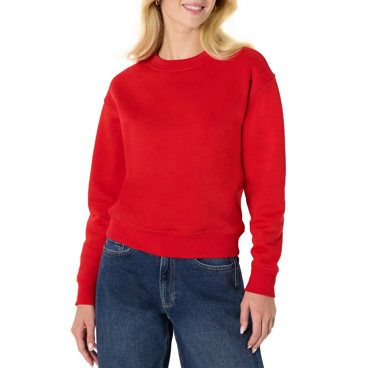 Amazon Essentials Donna Felpa Squadrata a Girocollo con Spalle scese