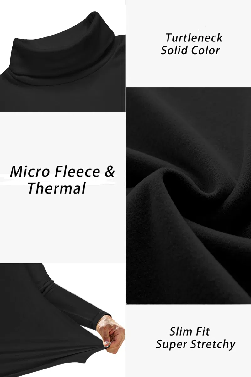 Ekouaer Maglia Termica Uomo Manica Lunga Inverno Biancheria Intima Termica Dolcevita Traspirante Maglietta, S-XXL