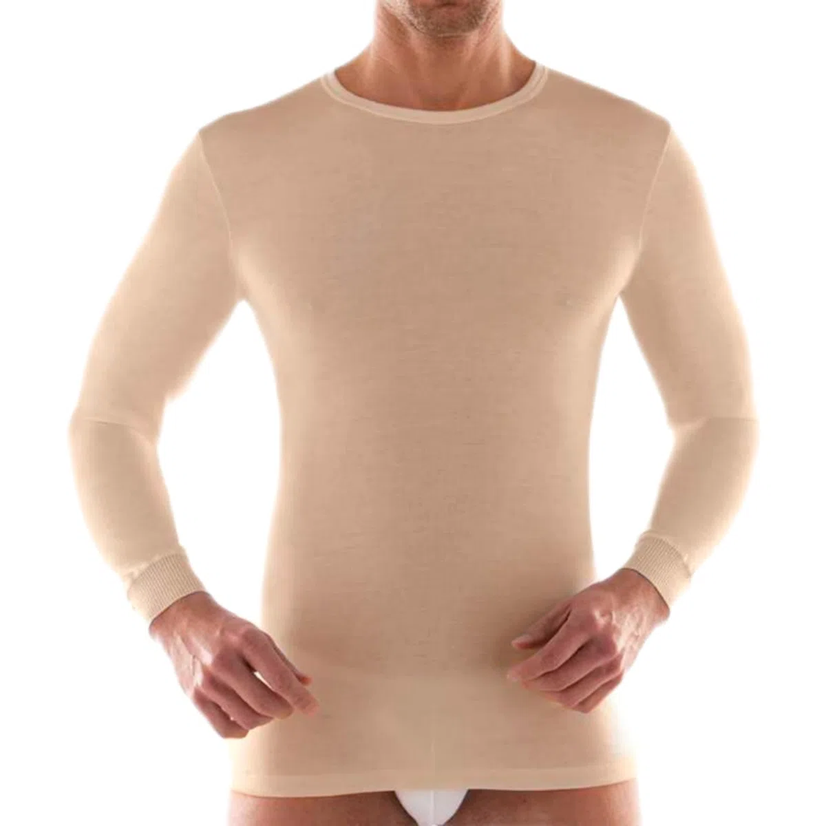 Maglia Intima Uomo Pura Lana Vergine Manica Lunga Girocollo