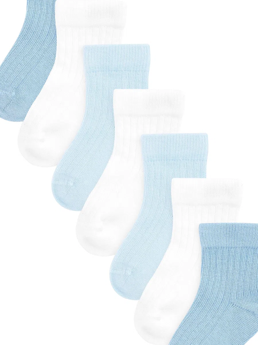 NEXT Confezione da 7 paia di calzini per neonati White/Blue 0-3 Mesi