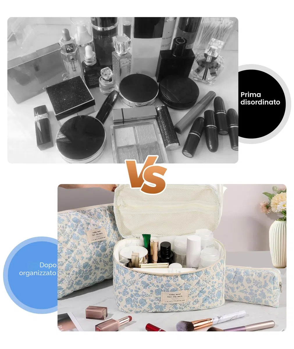 3 Piezas Beauty Case Morbida Grande Makeup Bag Pochette Donna Trucchi Piccola Orchidea Bianca