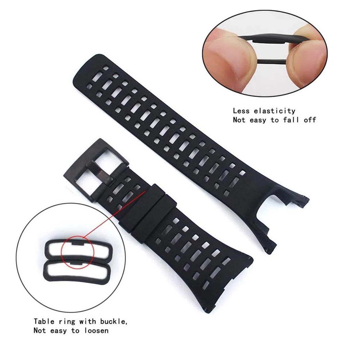 dell'orologio in gomma, cinturino di ricambio nero morbido per Suunto Ambit 1/2 / 2S / 2R / 3 Sport / 3 Run / 3 PEAK - Cinturino per orologio premium impermeabile 24mm - Cacciavite incluso