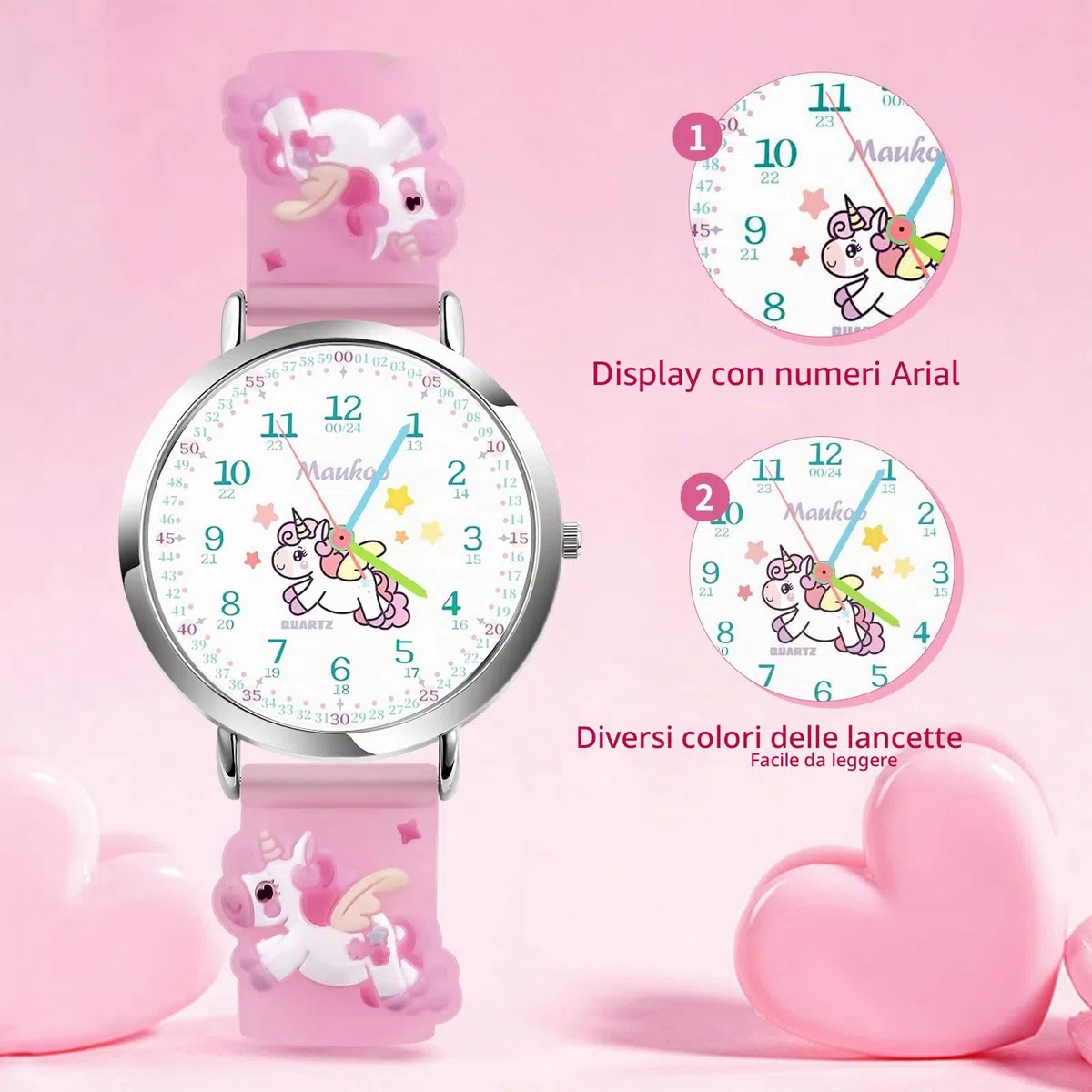 Orologio Bambini, Orologio Quarzo in Cartone Animato 3D, Orologio da Polso per Ragazzi e Ragazze, Orologio Bambini Impermeabile 30 M Insegnamento con Cinturino in Silicone