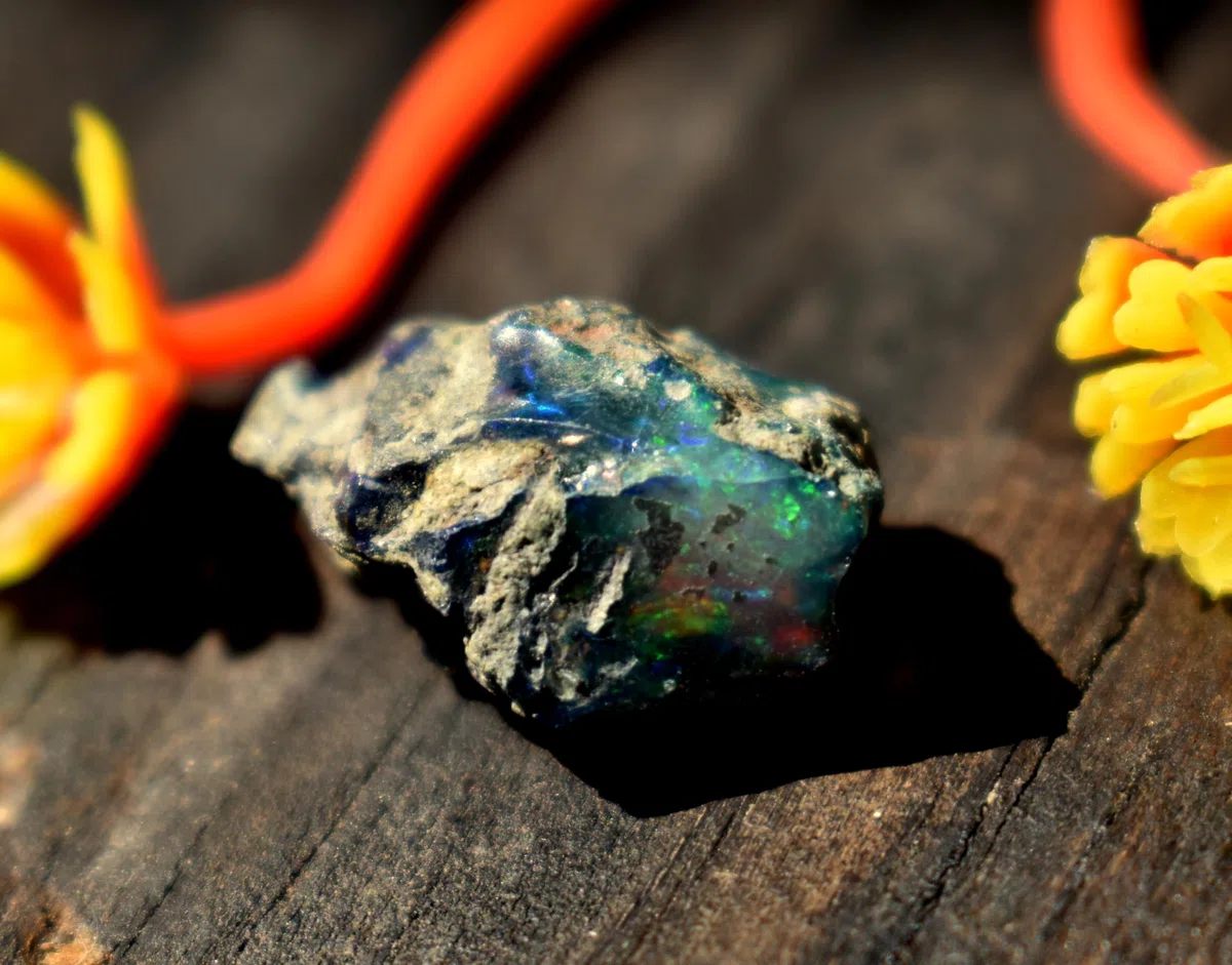 Opale nero grezzo – 7,8 carati – opale nero grezzo di qualità AAA, opale etiope grezzo, Welo Multi Fire, 7.8 Carat, Cristallo, Opale nero