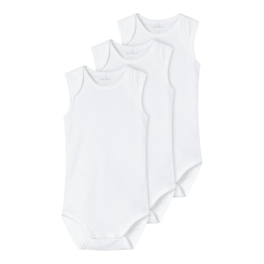 Name It NBNBODY 3P Tank Solid 3 Noos Calcio, Bright White, 74 Unisex-Bimbi