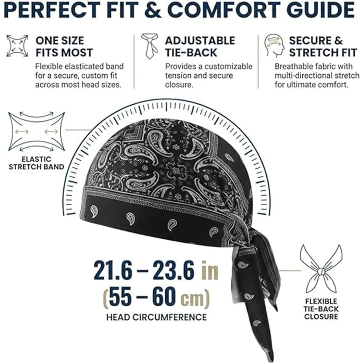 Paisley Cooling Headscarf Cap Set - Breathable Sweat-Wicking Bandana for Men, Motorcycle Helmet Liner Outdoor Sports and Cooling Head Scarf
