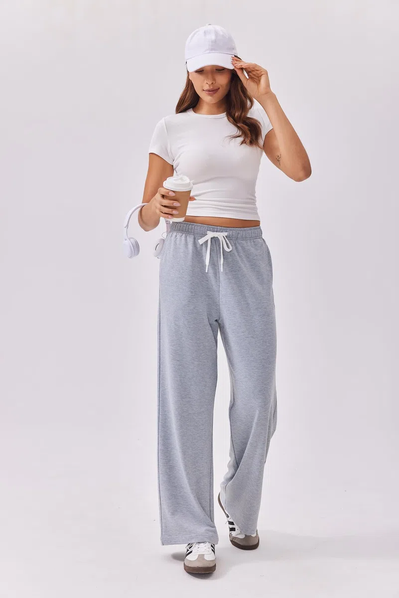 PINSPARK Pantaloni da Jogging a Gamba Larga da Donna Pantaloni da Jogging Larghi a Vita Alta Pantaloni Sportivi Casual con Coulisse e Tasche