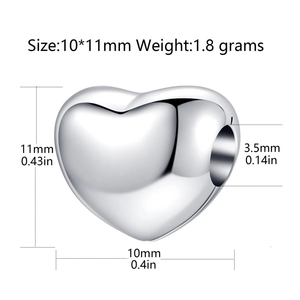 925 Sterling Silver Heart Clip Charm Stopper Charm Lock Charm Spacer Charm for Pandora Charm Bracelet