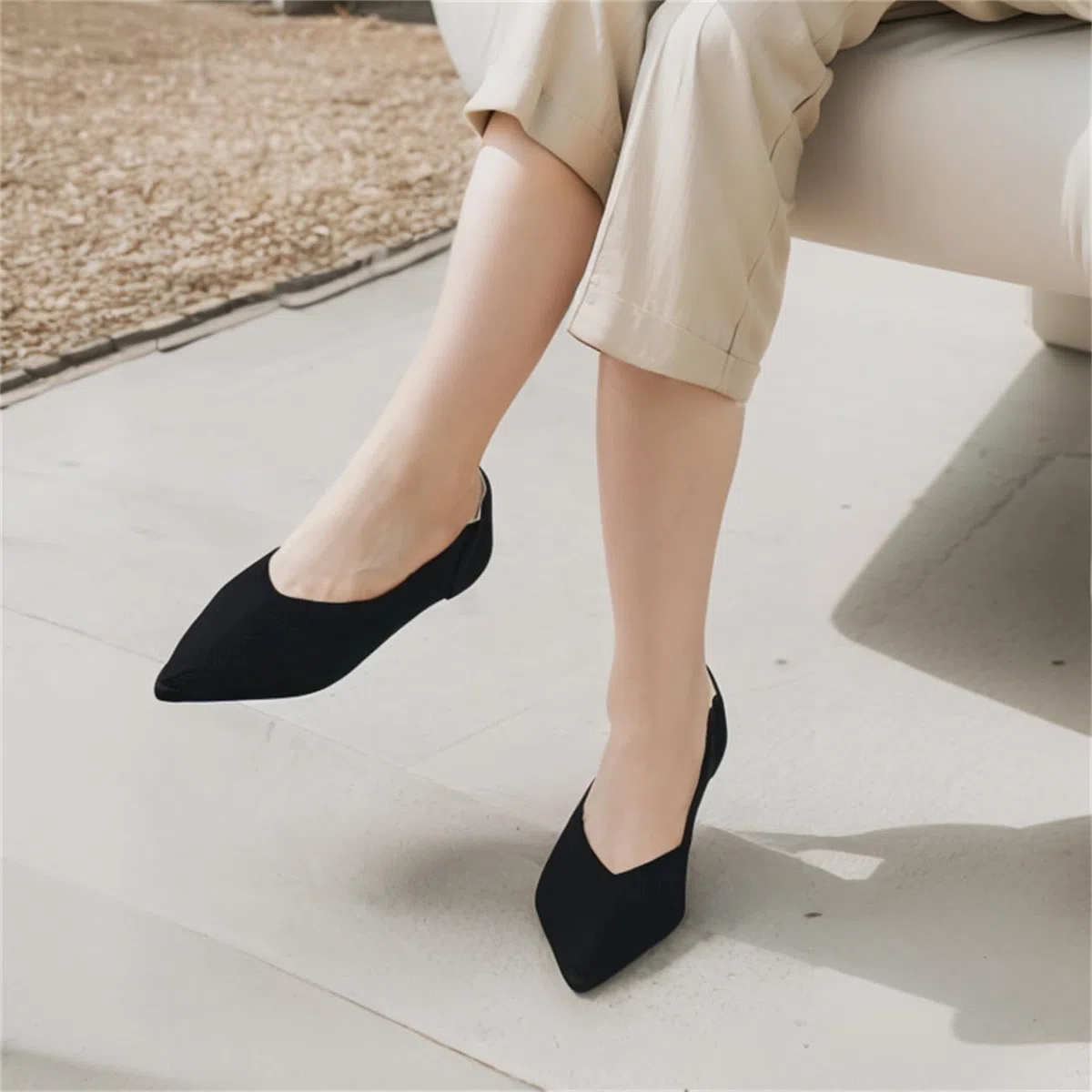 Ballerine scarpa basse da donna eleganti in maglia comode