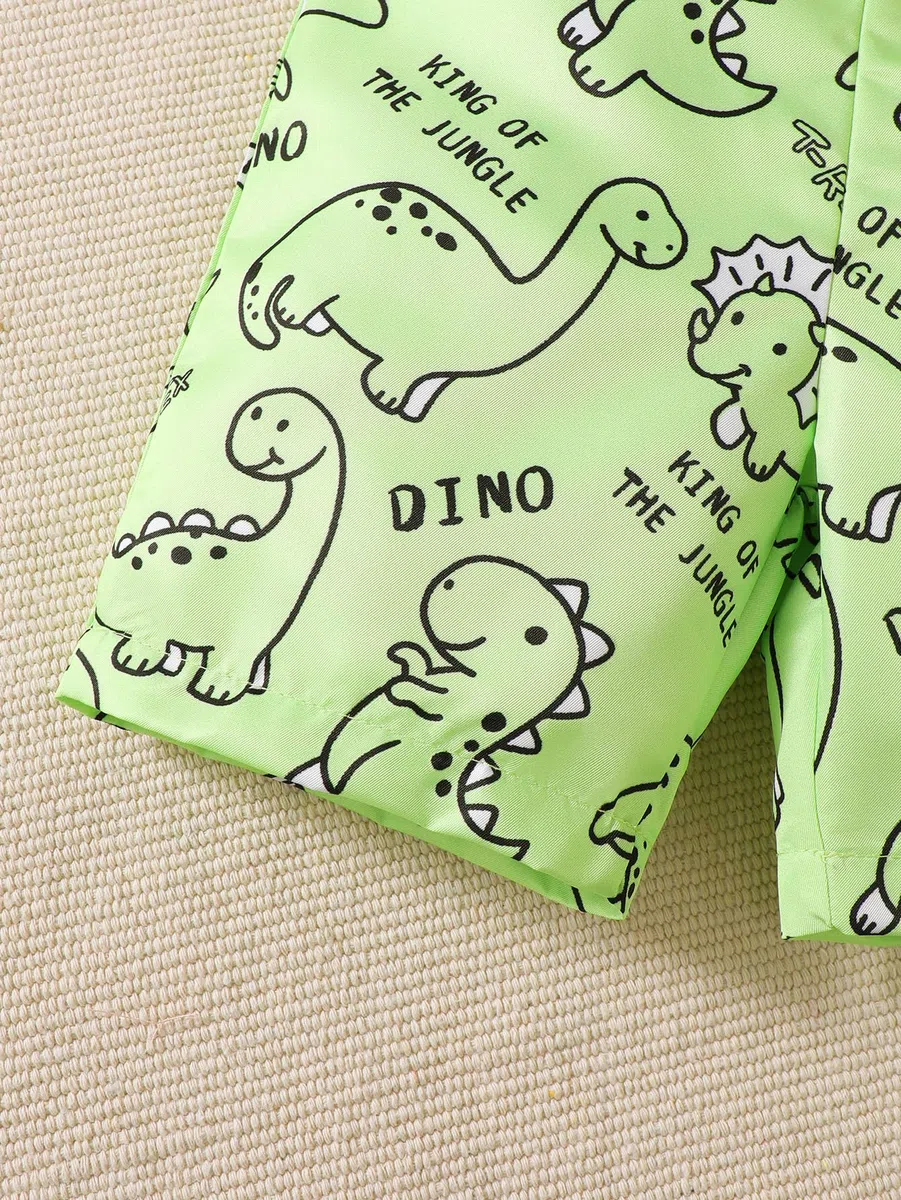Vestiti Bambini Piccoli Maniche Corte Stampa di Orsi Auto e Dinosauri Top con Bretelle Pantaloni Abiti Estivi per Neonati