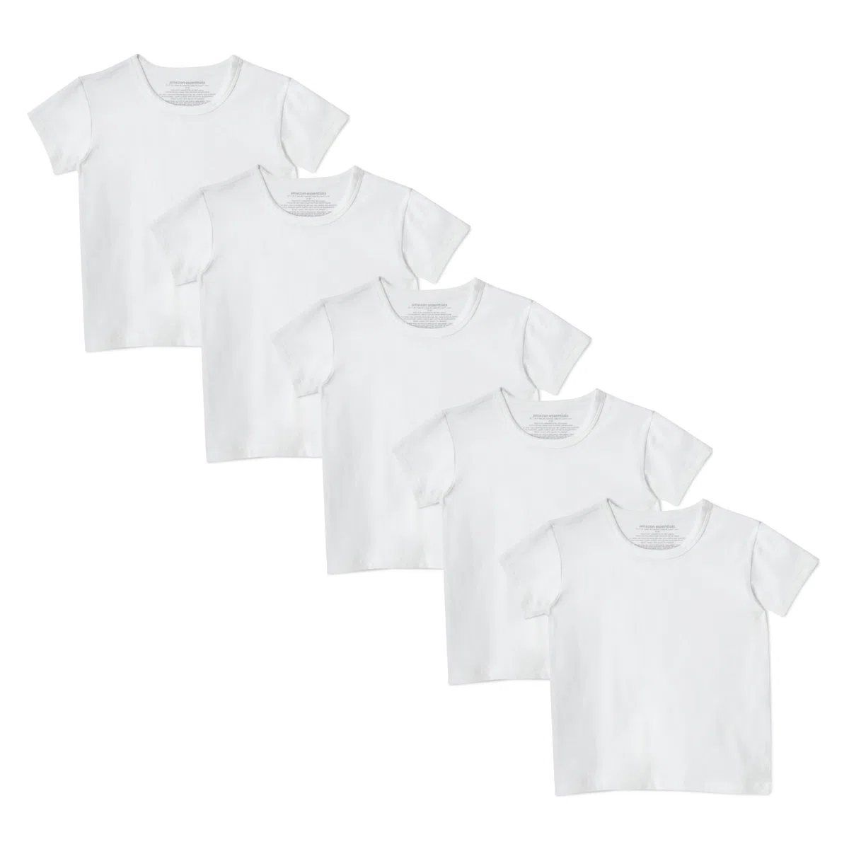 Amazon Essentials Maglietta Intima Girocollo in Jersey di Cotone Bambini e ragazzi, Pacco da 5