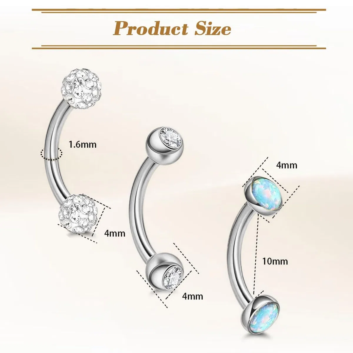 3 Pezzi Piercing Ombelico in Acciaio Inossidabile da 10 mm, Barbell Ventre Anello in Chirurgico con Zirconi Scintillanti, Piercing Gioielli for Donna Uomo, Argento/Oro