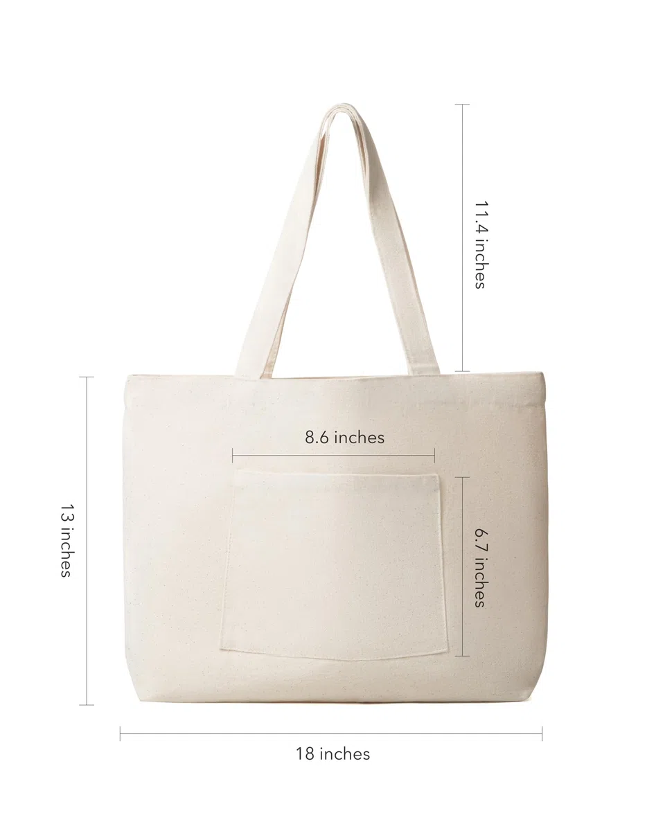Soundcore Borsa tote, manico lungo con tasca esterna, cotone naturale, realizzata per viaggi, shopping e lavoro