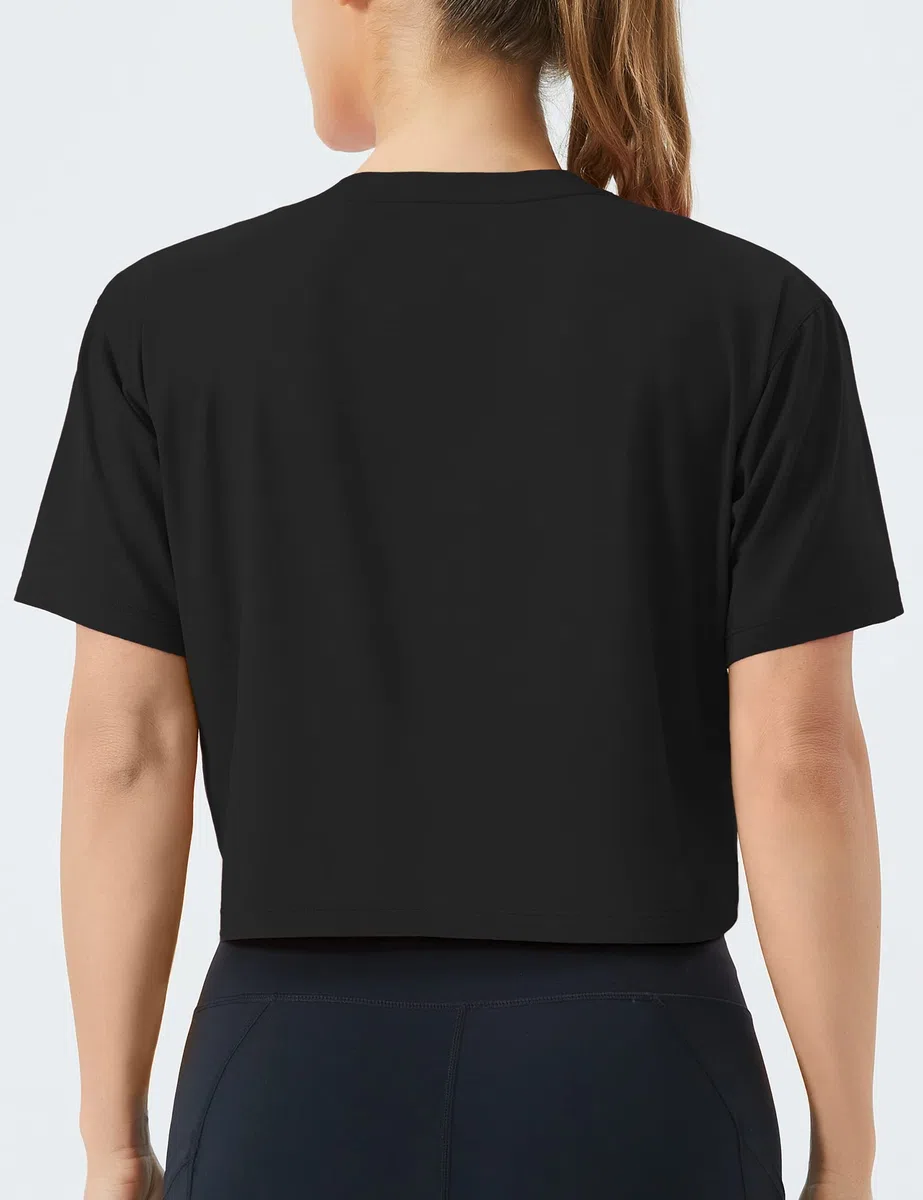 THE GYM PEOPLE Maglia Palestra Donna, Crop Top a Maniche Corte con vestibilità Ampia in Cotone - per Yoga, Fitness e Quotidiano