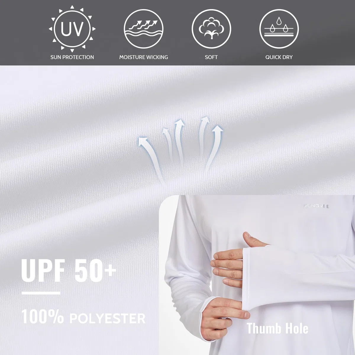 T-Shirt a Maniche Lunghe Uomo Protezione Solare Anti-UV Leggera ad Asciugatura Rapida per Escursionismo Pesca Campeggio e Altre attività all'Aperto
