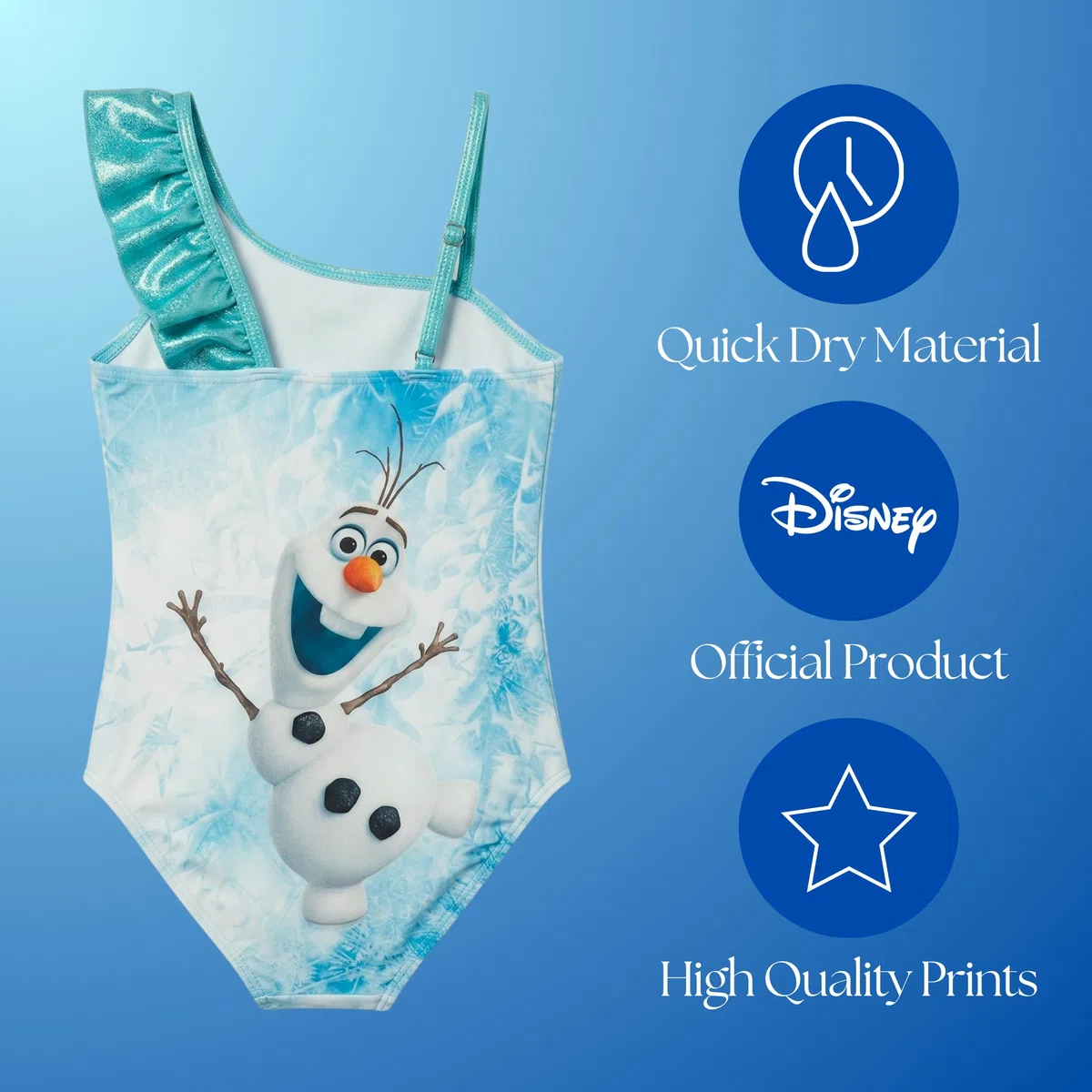 Disney Frozen Costume da Bagno per Ragazze, Design di Elsa e Olaf Costume da Bagno Intero di Bambina per L'Estate, Taglie 3 agli 8 Anni