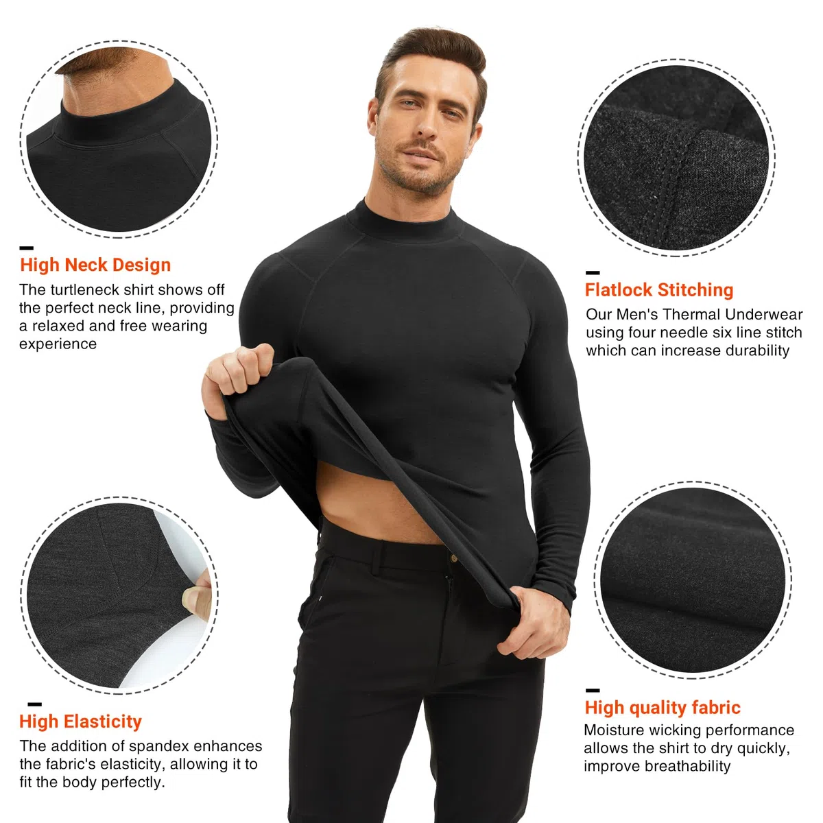 MEETYOO Intimo Termico Uomo Maglia a Maniche Lunghe Leggera Camicia da Lavoro e Sportiva Morbida per Climi Freddi