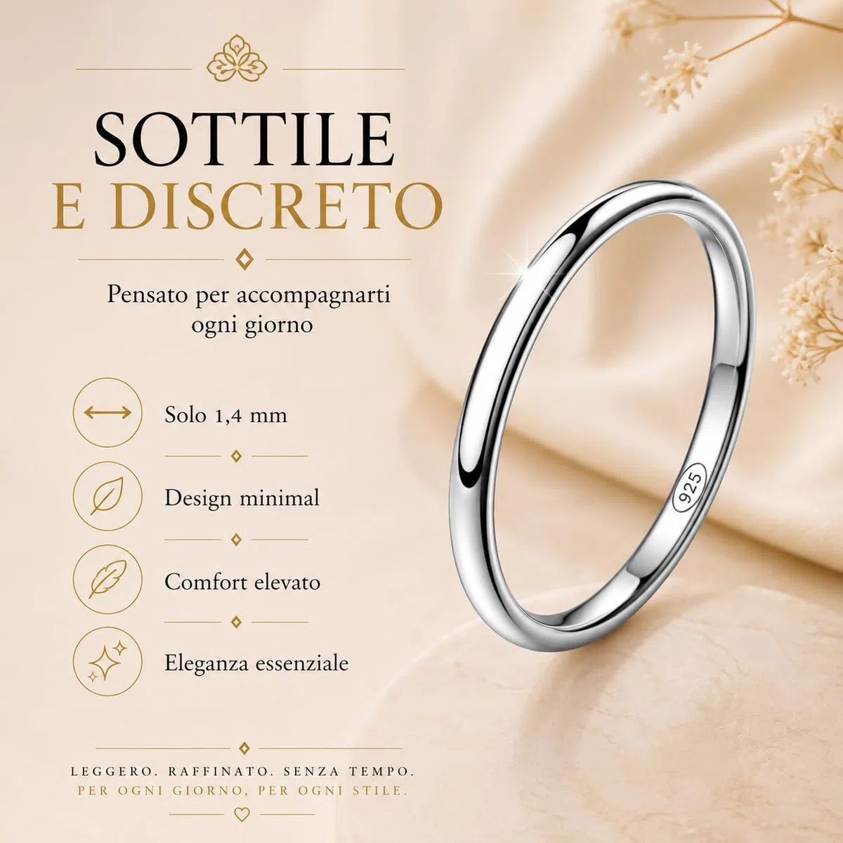 Donipreziosi Ferma Anelli in Argento 925% Rodiato, Made in Italy - Fedina Nichel Free di Tutte Le Misure - Uomo Donna