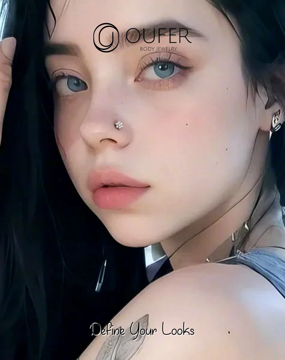 OUFER 20G Piercing Naso Donna Anellino Argento 925 S Fiore Piercing Naso Nostril Transparent CZ Nose Ring 7mm Gioielli Per Il Corpo Per Le Donne