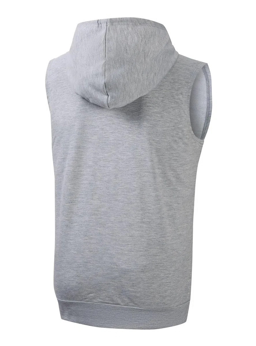 Uomo Felpa con Zip e Cappuccio Senza Maniche Palestra Canotta Bodybuilding Gilet con Tasche