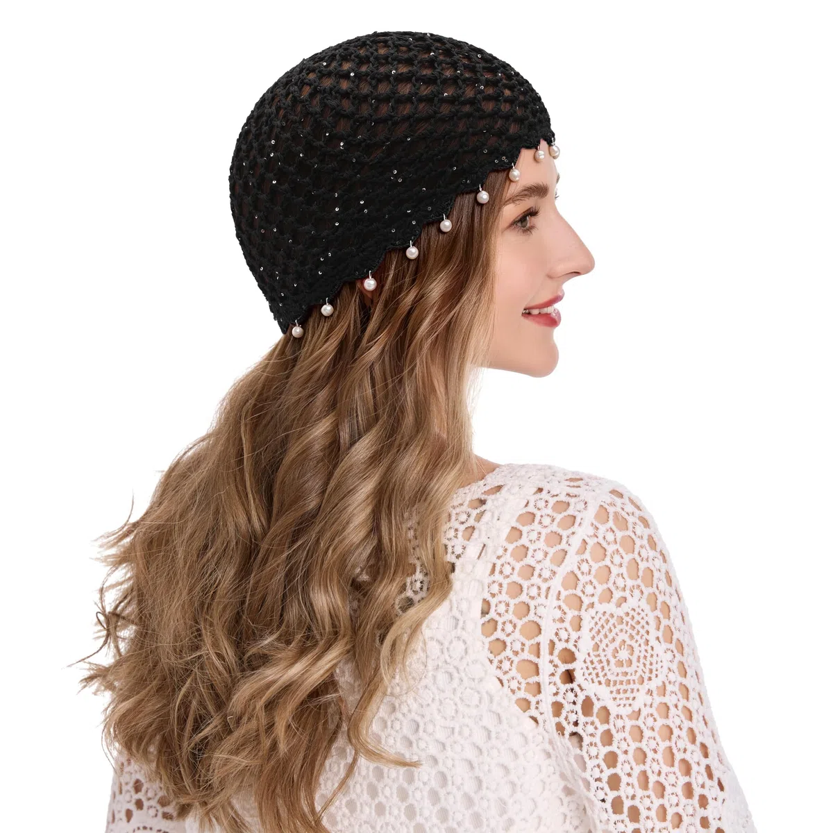 ZLYC Berretto estivo lavorato a maglia fatto a mano all'uncinetto con fiori