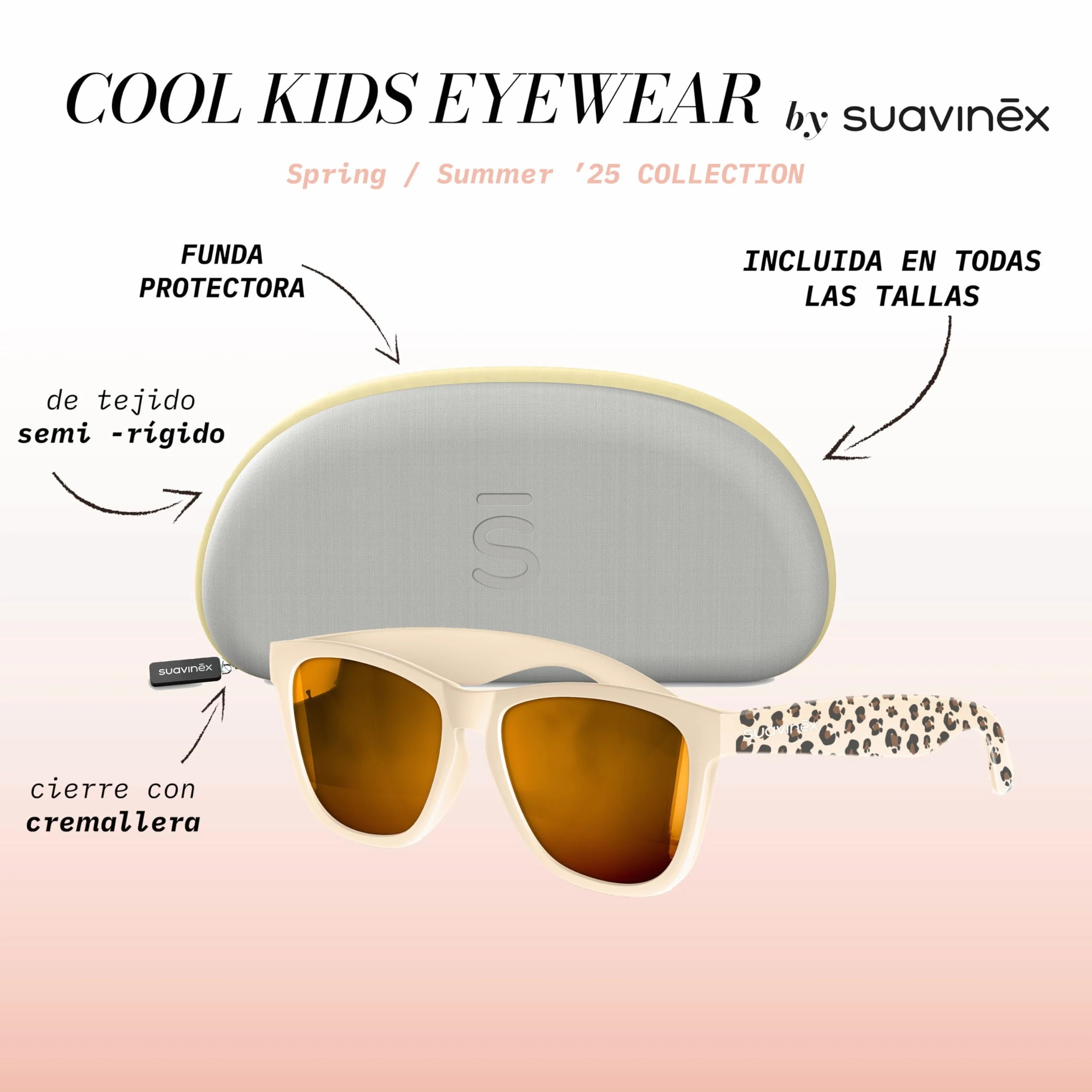 Suavinex, Occhiali da sole per neonati da 0 a 12 mesi, polarizzati, con filtro UV 400, Cat. 3, 100% Protezione dai raggi UVA e UVB, Custodia Inclusa, Flessibili e Leggere, Forma Rotonda, Colore Beige