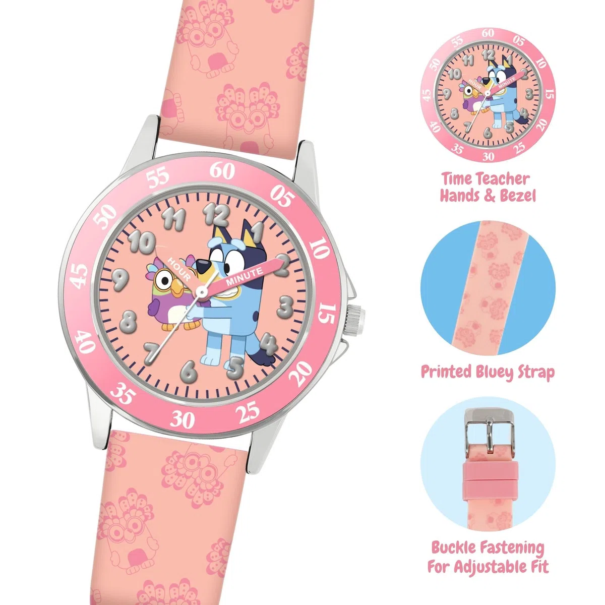 Accutime Bluey BLY9005 - Orologio da polso con cinturino rosa
