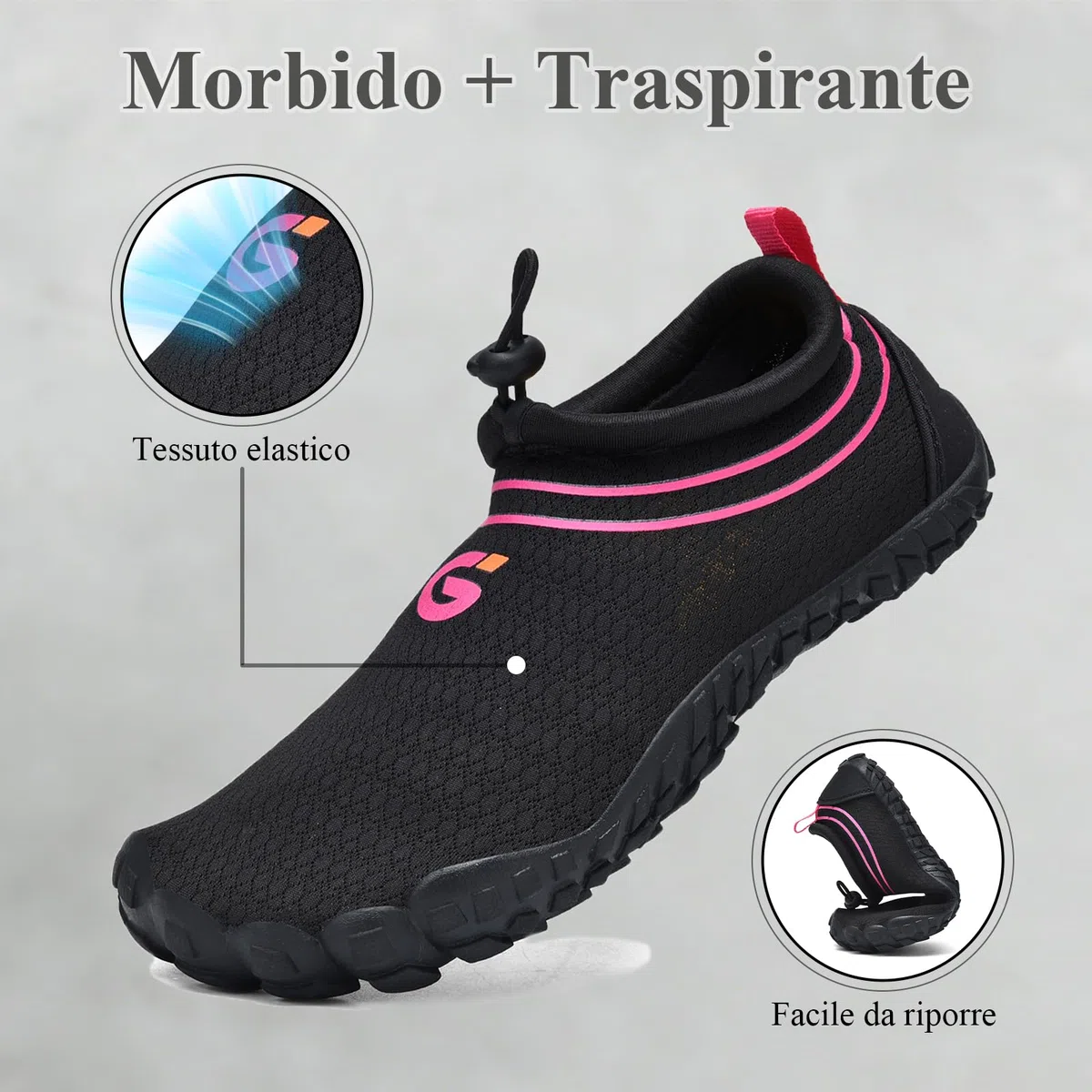 Scarpe da Scoglio Donna Scarpe da Acqua Uomo Asciugatura Rapida Scarpe Mare Scoglio Traspirante e Antiscivolo 36-46EU
