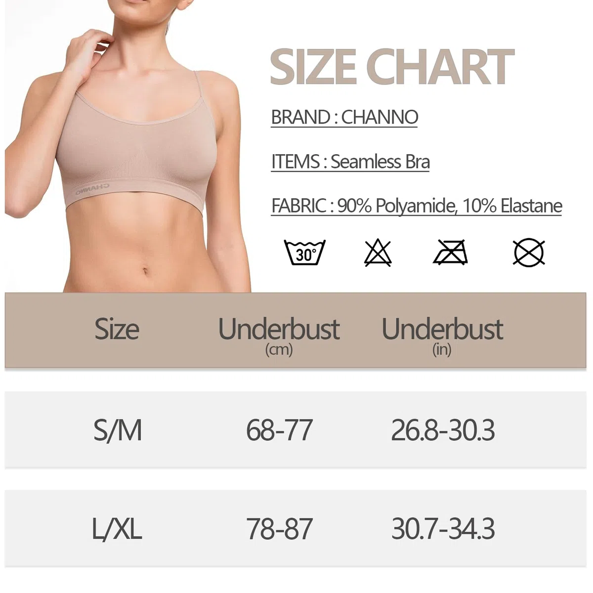 Channo Reggiseni Top Invisibili Senza Cuciture, Senza Ferretto o Imbottitura, in Nylon con Spalline Regolabili