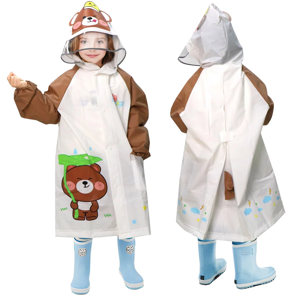 ANYOO Poncho Impermeabile per Bambini, Leggero Poncho Antipioggia Giacca Pioggia Unisex in EVA con Maniche Lunghe e Spazio per Zaino, per Ragazzi e Ragazze di Altezza 100-130 cm