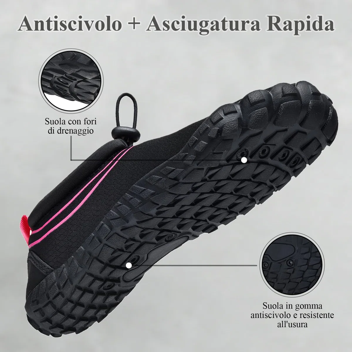 Scarpe da Scoglio Donna Scarpe da Acqua Uomo Asciugatura Rapida Scarpe Mare Scoglio Traspirante e Antiscivolo 36-46EU