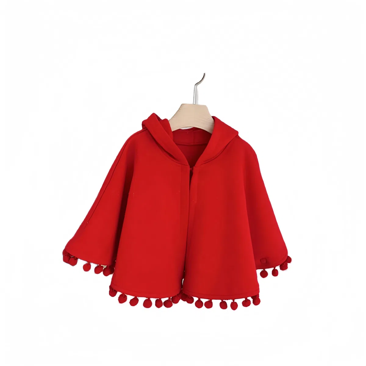 Proumhang Mantello con cappuccio per bambini,Inverno caldo cotone Poncho,Bambini rossi Capo Poncho Cappotto,Tassel Hoodies Snowsuit,Cappotto all'aperto per bambini e bambine
