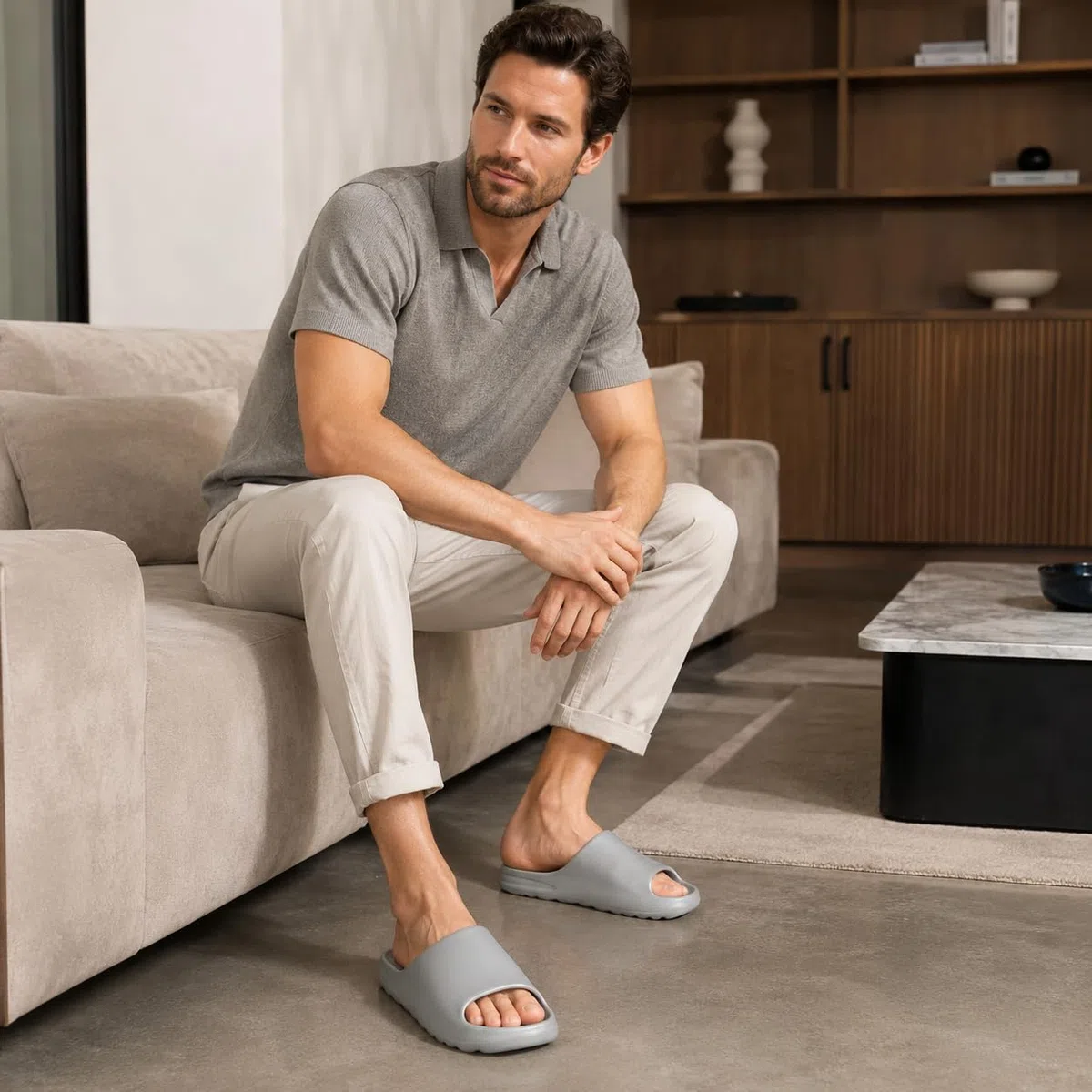 JOMIX Ciabatte Uomo Estive in EVA Slip On,Pantofole Comode Leggere in Gomma con Suola Antiscivolo,Pratiche per Tutti i Giorni di Uso Quotidiano