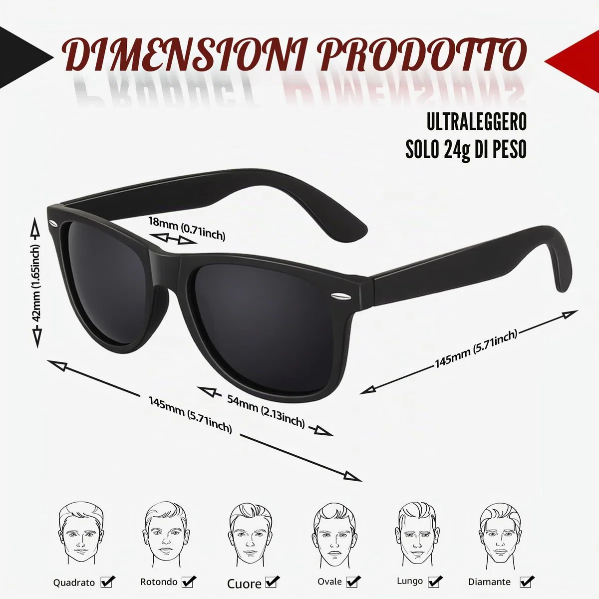 Sunier Occhiali da Sole da Uomo Donna Polarizzati Classici Anni 80 Guida 100% UV400 Protezione