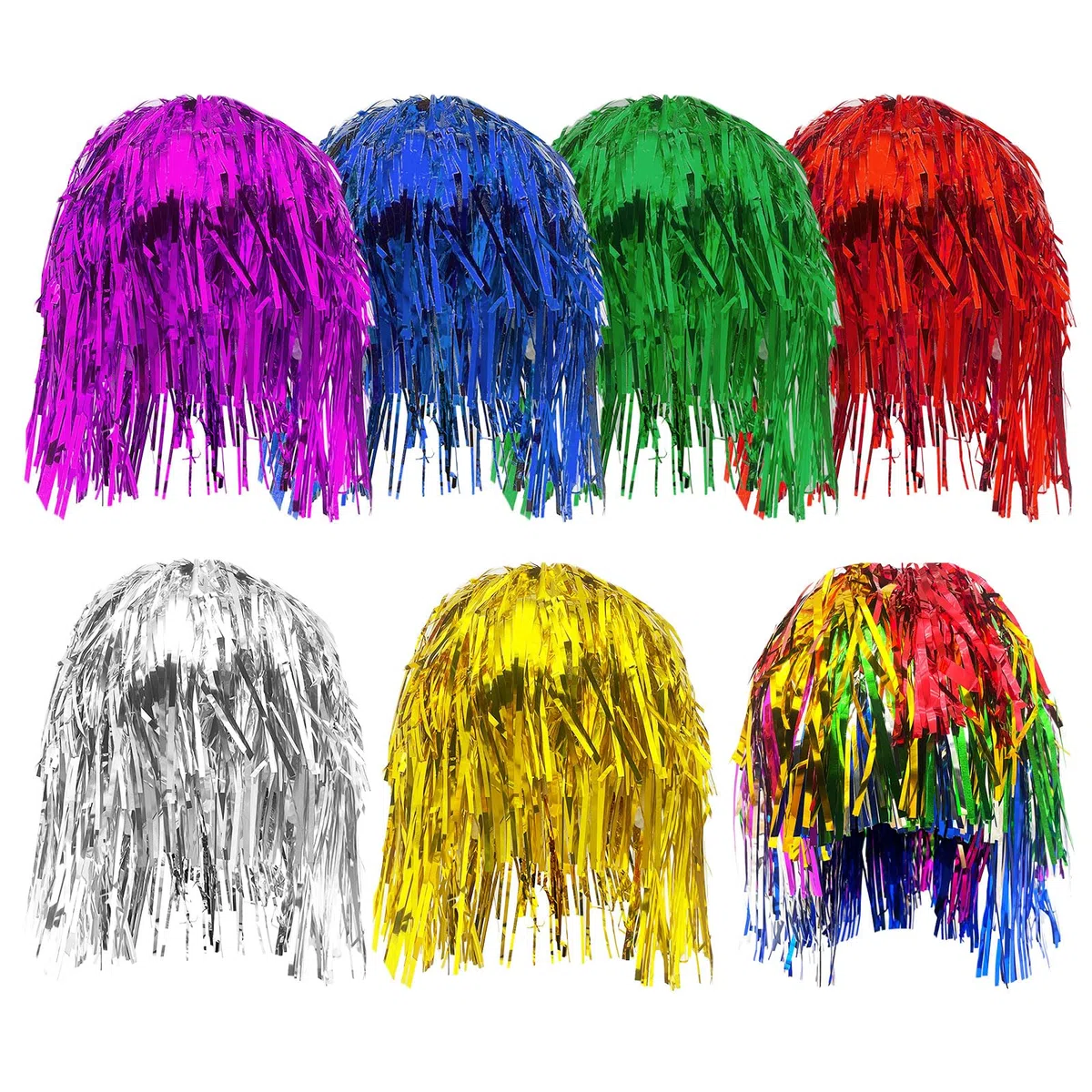 7 pezzi Tinsel Wig, parrucca da discoteca glitterata, parrucca metallica lucida da donna, colorata ghirlanda parrucca, colore parrucche, travestimento per adulti, per Natale, Halloween