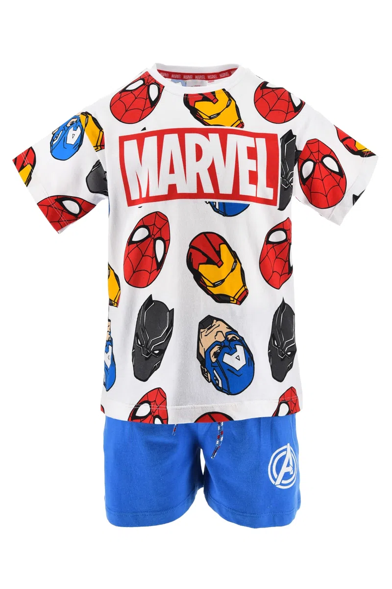 Marvel Avengers T-Shirt e Pantaloncini per Ragazzi, Pigiama 2 Pezzi per Bambino, Taglie 3 a 8 Anni
