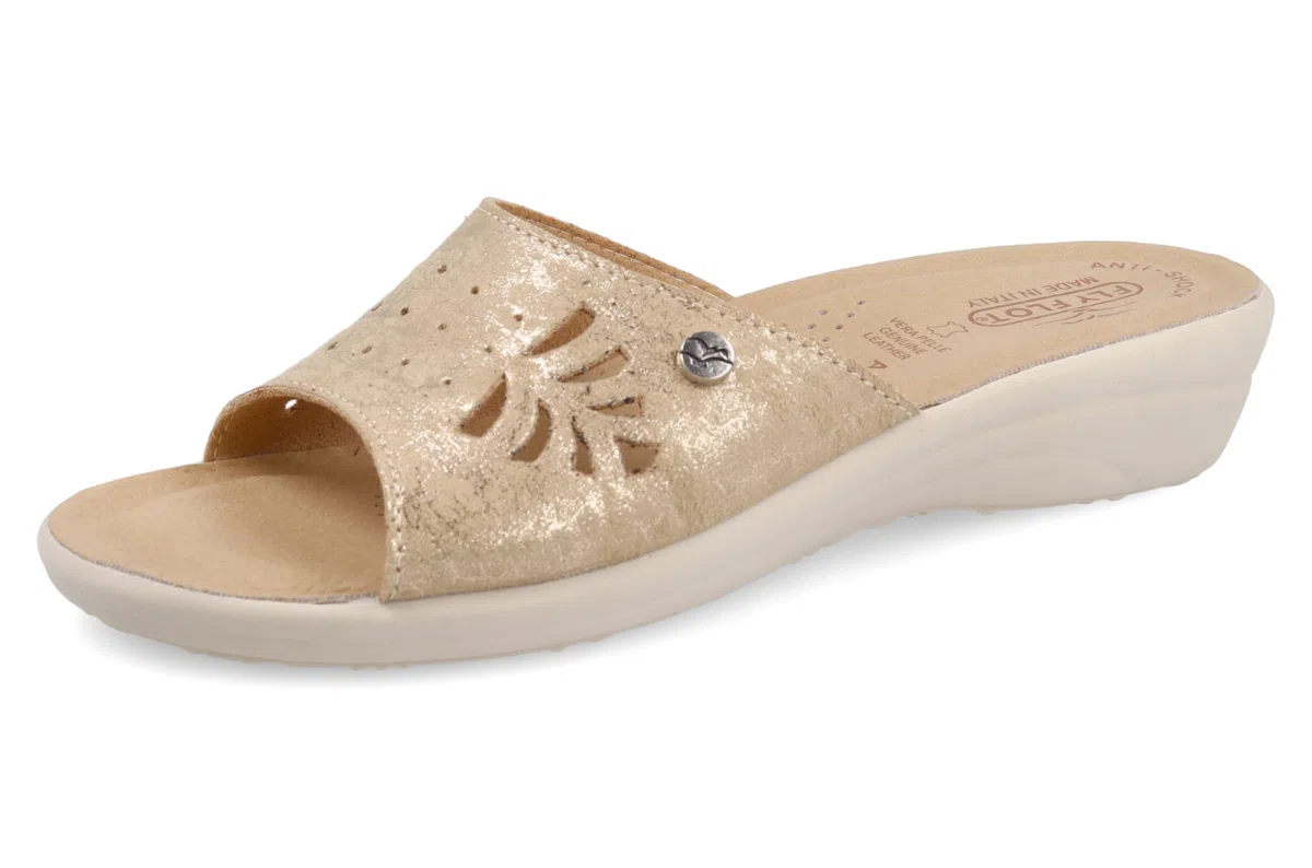 Fly Flot Ciabatta Donna In Morbida Microfibra Con Decoro, Fodera Traspirante, Sottopiede In Pelle Sandali a ciabattaDonna