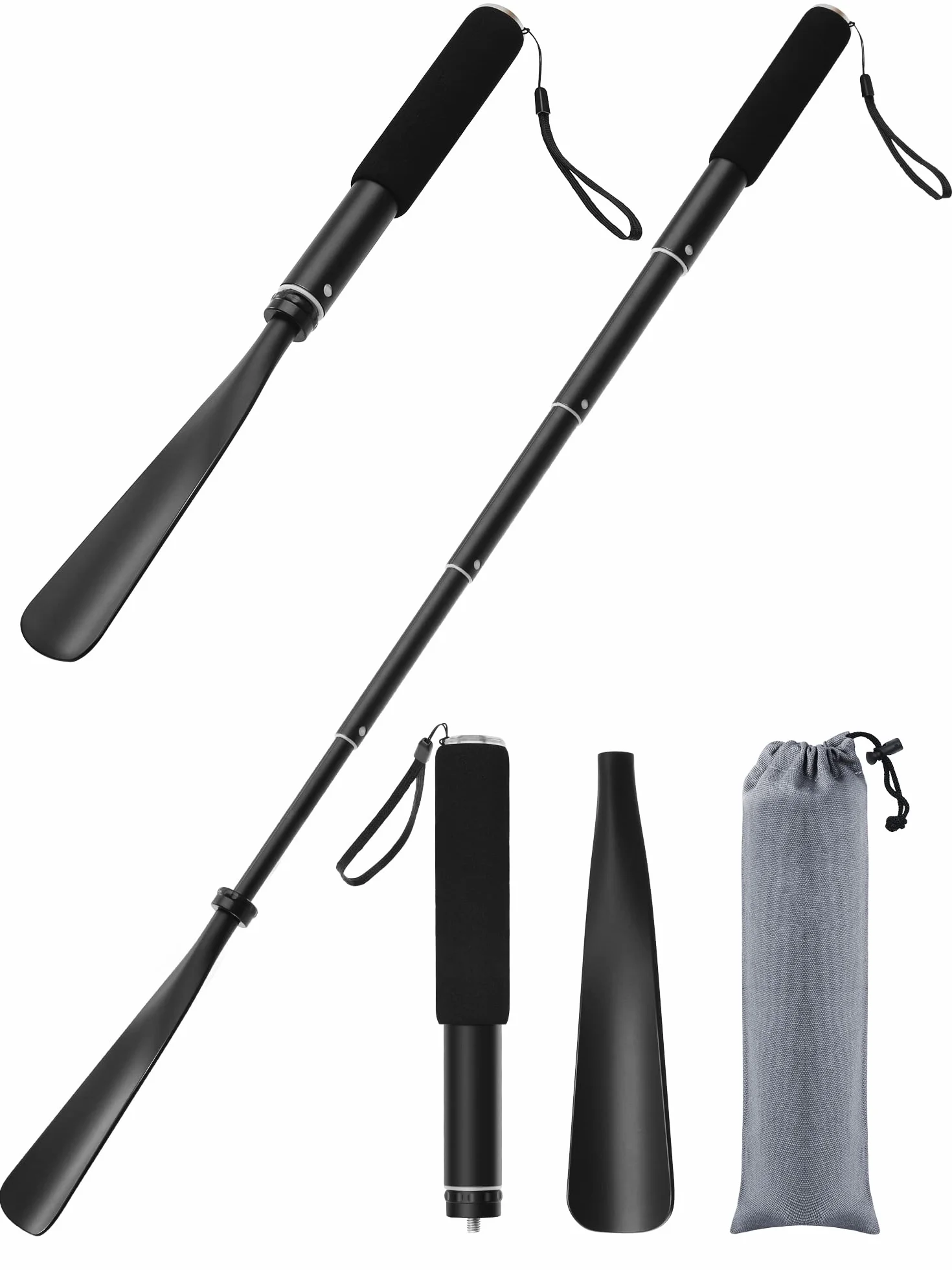 TriPro Calzascarpe Lungo Metallo - Telescopico 38-94 cm, Lega di Alluminio, Calzante Per Scarpe Lungo Per Anziani Uomini Donne Bambini